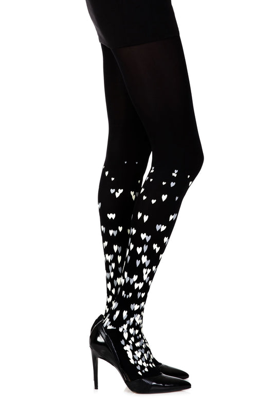 Zohara "Queen Of Hearts" Black Print Tights