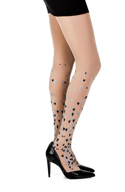 Zohara "Queen Of Hearts" Powder Print Tights