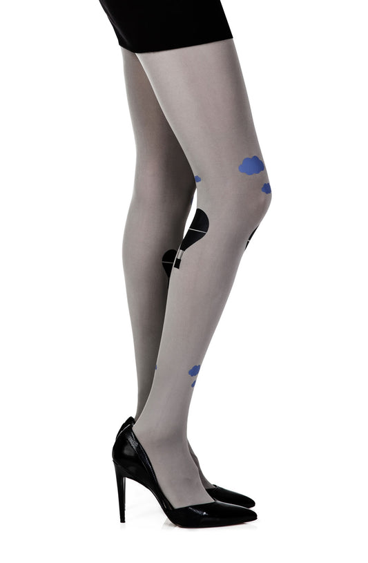 Zohara "Hot Air Balloon" Grey Print Tights