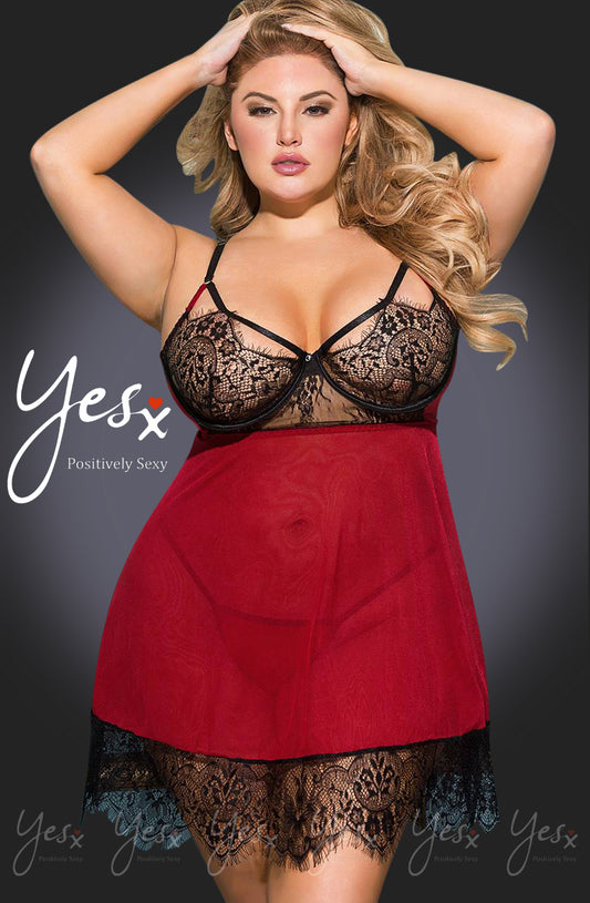 YesX YX958Q Black/Red Babydoll Set