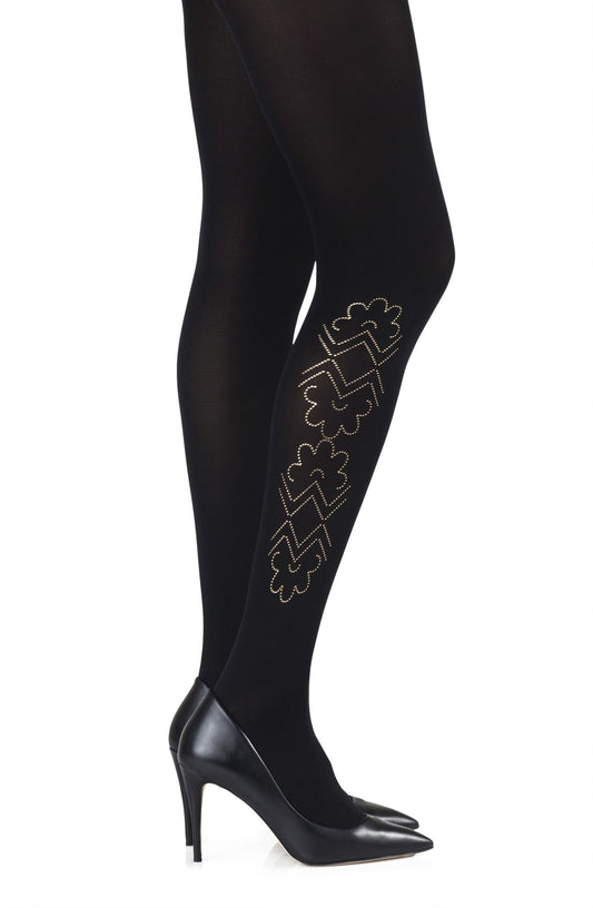 Zohara "Caught In The Metal" Black Print Tights