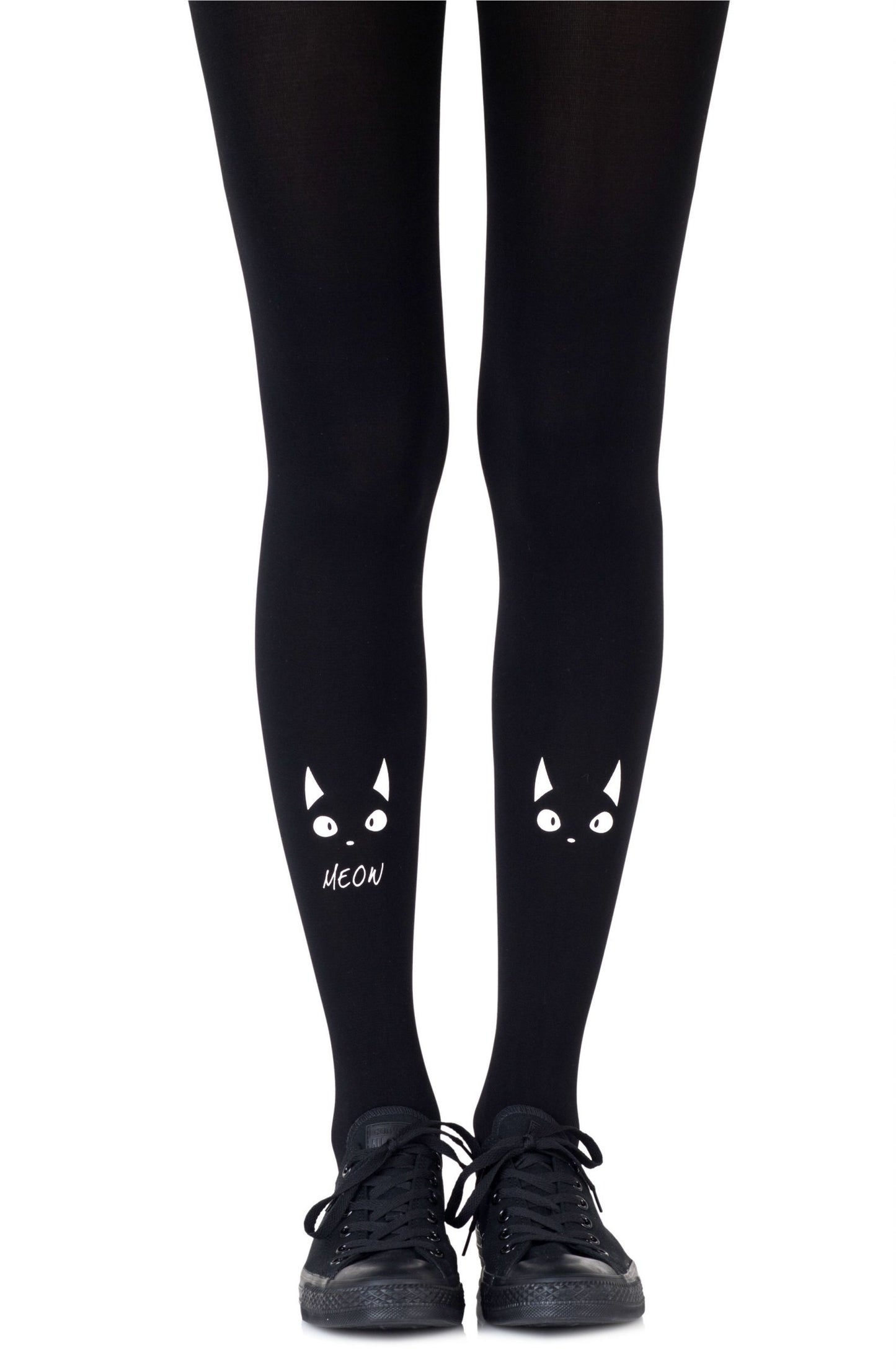 Zohara "Nice Kitty" White Print Tights