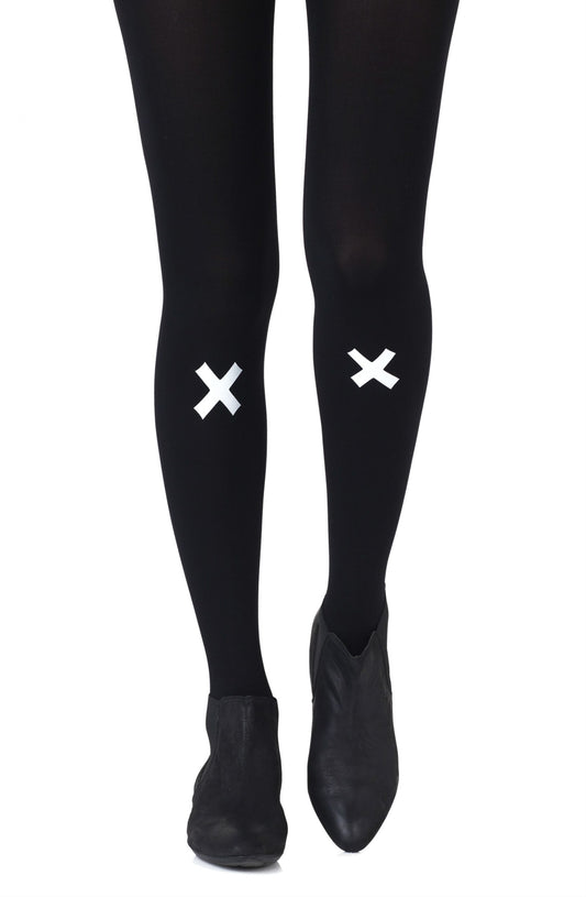 Zohara "Kiss And Tell" Light Grey Print Tights