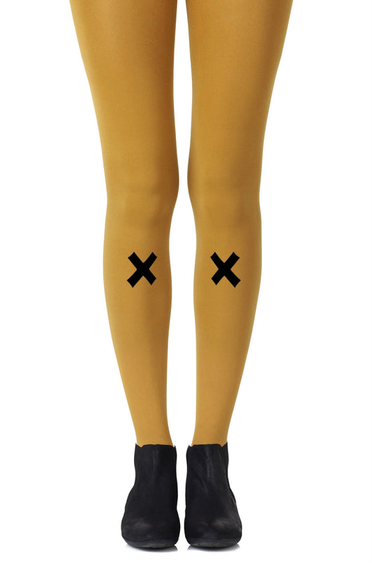 Zohara "Kiss and Tell" Mustard Print Tights