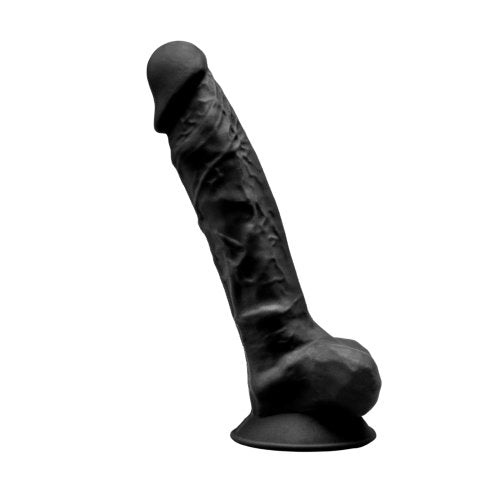 SilexD 9 inch Realistic Silicone Dual Density Dildo with Suction Cup with Balls Black